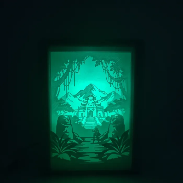 Pack Starter : temple perdu dans la jungle, éclairé en vert