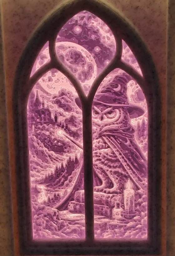 Scène Le Hibou mage : Chapeau pointu et grimoire, le hibou savant.